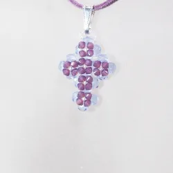 Pendant 30cm - Noga-Mauve Suedine - Pendant 30cm - Laiton argenté